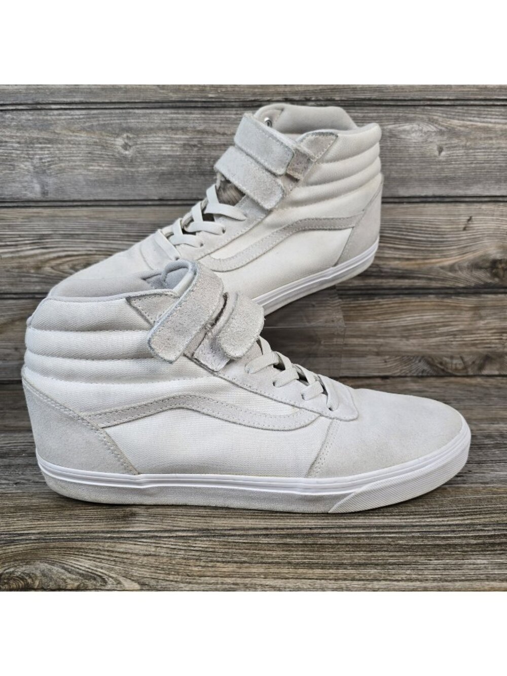 Vans Sk8-Hi Gray White Skateboard Shoes Sneakers w/Straps Men's Size 12